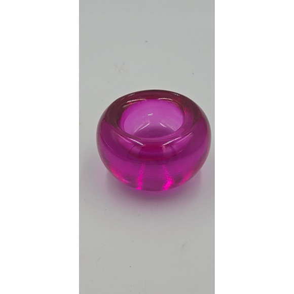 Crate & Barrel Other - Crate & Barrel Heavy Pink Art Glass Votive Tealight Candle Holder Chunky Vtg